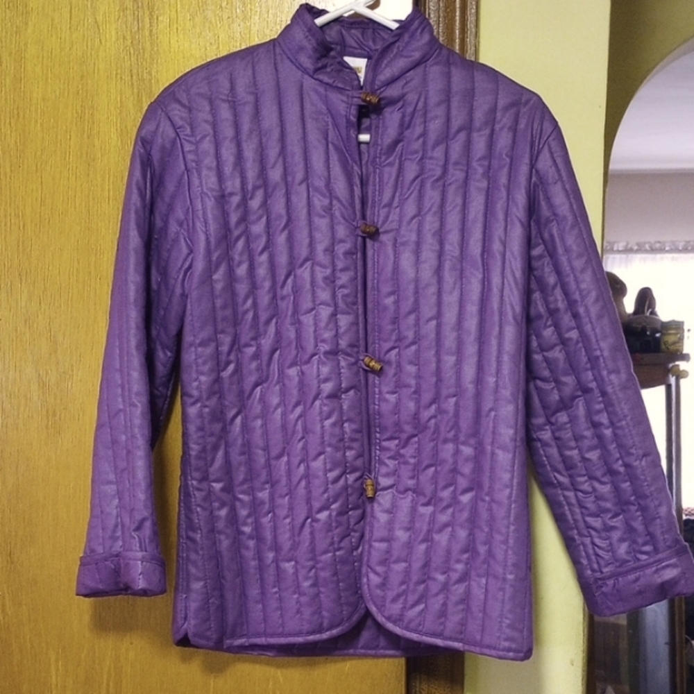 Vtg Medium Mister Marty Purple Button Down Quilted Lightweight Jacket w/ Collar